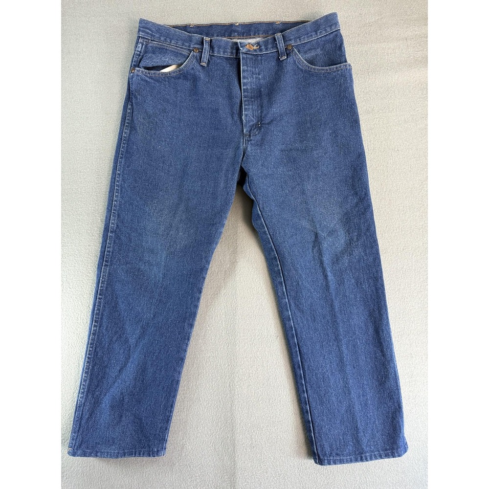 Wrangler 13MWZ Jeans Mens 36x29 Med Wash Blue Straight Denim Cowboy Cut Western